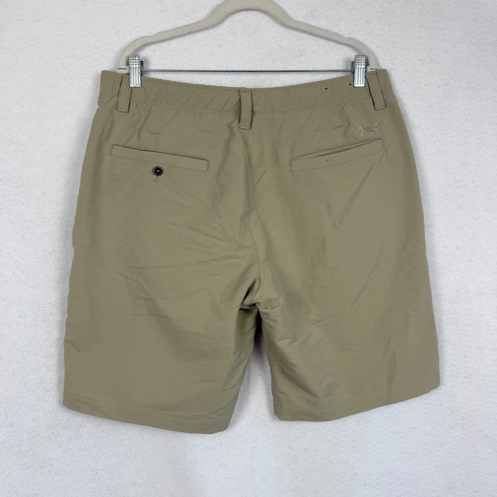 Under Armour Men 38 HeatGear‎ Golf Shorts Khaki Tan Loose Fit Stretch Athleisure